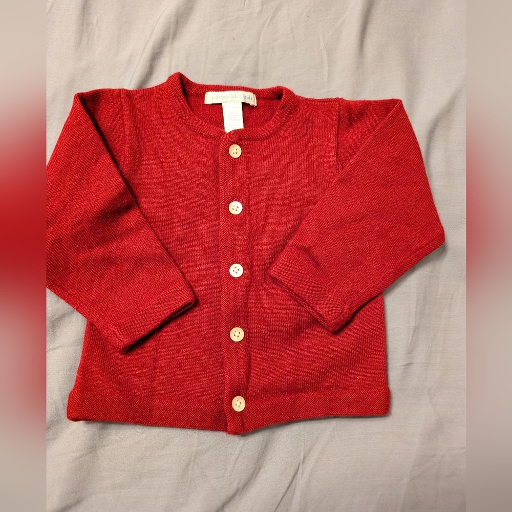 3 for $15 Bundle - EUC Pottery Barn Kids Red Cardigan 12-18 Months